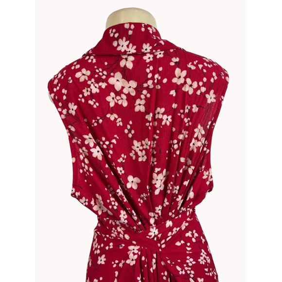 Fashion Bug Women's Floral Pattern Red Sleeveless Dress Size 26/28W - New - Picture 6 of 9